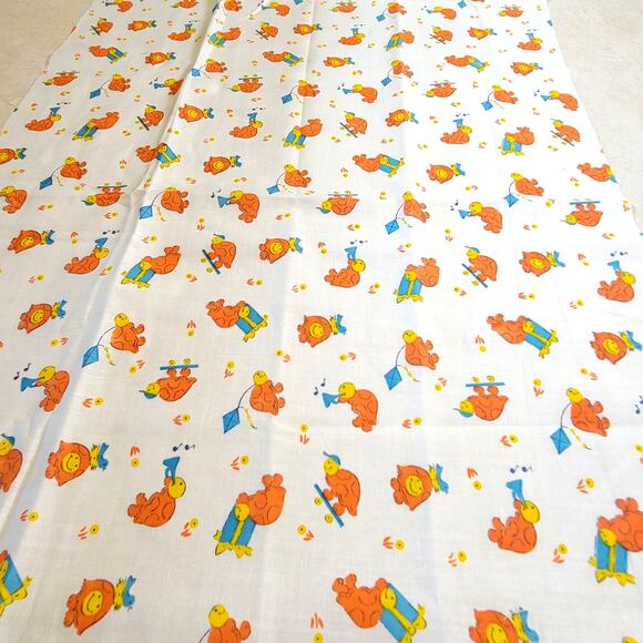 Cotton Fabric Orange Cartoon Turtles Playing Music Flying Kites 16" x 44" - Picture 9 of 12